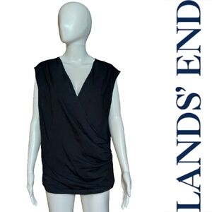 Lands' End Sleeveless Surplice Tencel Top In Black